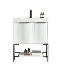 Rivera 30” Fluted White Vanity with Metal Frame