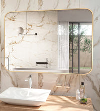 Rounded Corner Rectangle Gold Mirror