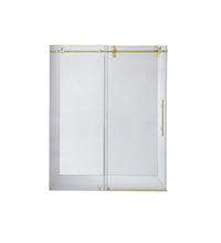 Milan Brushed Gold Single Sliding Frameless Shower Door 6075