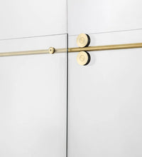 Milan Brushed Gold Single Sliding Frameless Shower Door 6075