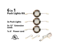 Led Under Cabinet Lighting Kit Puck Light – 3 Pack, Brushed Nickel (3000K, 6000K)