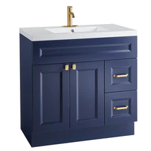36" Solid Wood Vanity in Blue Shaker