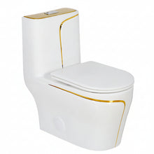 Milan 1-Piece Skirted Dual Flush Toilet White & Gold