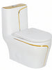 Milan 1-Piece Skirted Dual Flush Toilet White & Gold