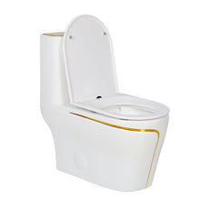 Milan 1-Piece Skirted Dual Flush Toilet White & Gold