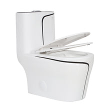 Milan 1-Piece Skirted Dual Flush Toilet White & Black