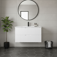 Breeze 30” Fluted Wall Hung White Vanity