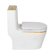 Milan 1-Piece Skirted Dual Flush Toilet White & Gold