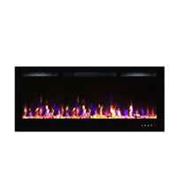Electric LED Fireplace Insert - 72"- Black
