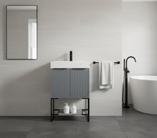 Rivera 24” Fluted Grey Vanity with Metal Frame