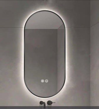 Matte Black Oval Mirror