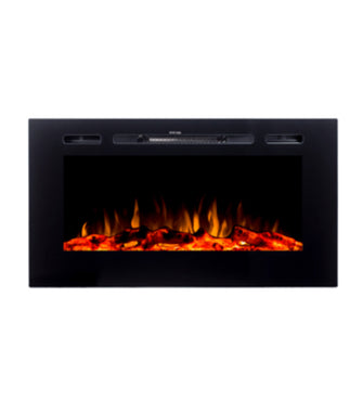 Electric LED Fireplace Insert - 40"- Black