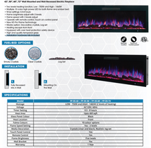 Wall Mounted and Wall Recessed Slim Electric Fireplace