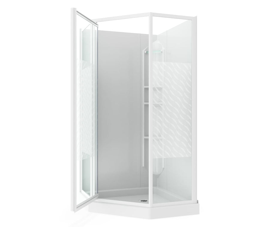 【THE MOZZ】Milky Basic Incision Setup Maax Himalaya Corner Shower Door+Base– AAR Plumbing and