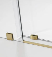 Milan Brushed Gold Single Sliding Frameless Shower Door 6075